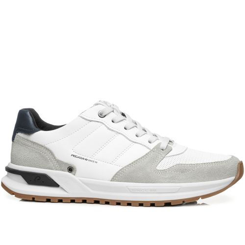 Tênis Casual Pegada Masculino em Couro Branco 112103-01