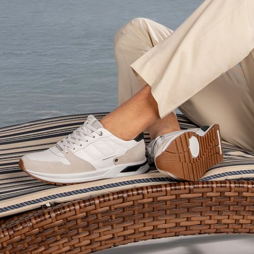 Tênis Casual Pegada Masculino em Couro Branco 112103-01