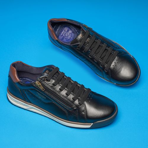 Sapatênis Pegada Masculino em Couro Preto 112503-06