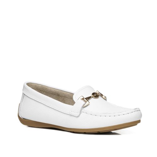 Mocassim Pegada Feminino em Couro Branco 249007-01
