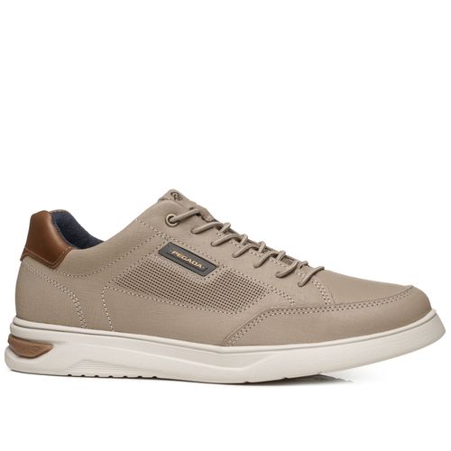 Tenis Casual Pegada Masculino em Couro Areia 112403-07