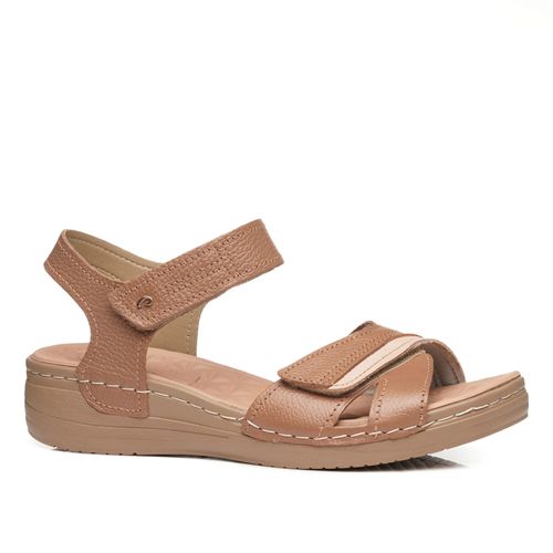 Sandália Pegada Feminina em Couro Caramelo 233814-02