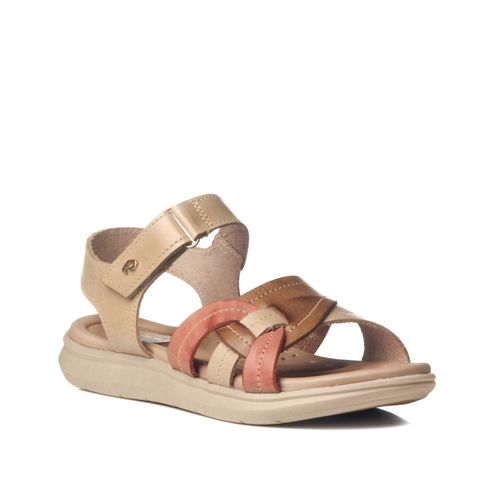 Sandália Pegada Feminina em Couro Creme 232804-01