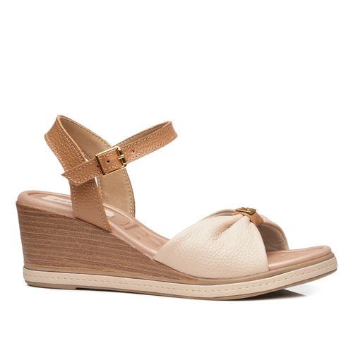 Sandália Pegada Feminina em Couro Off White 233956-01