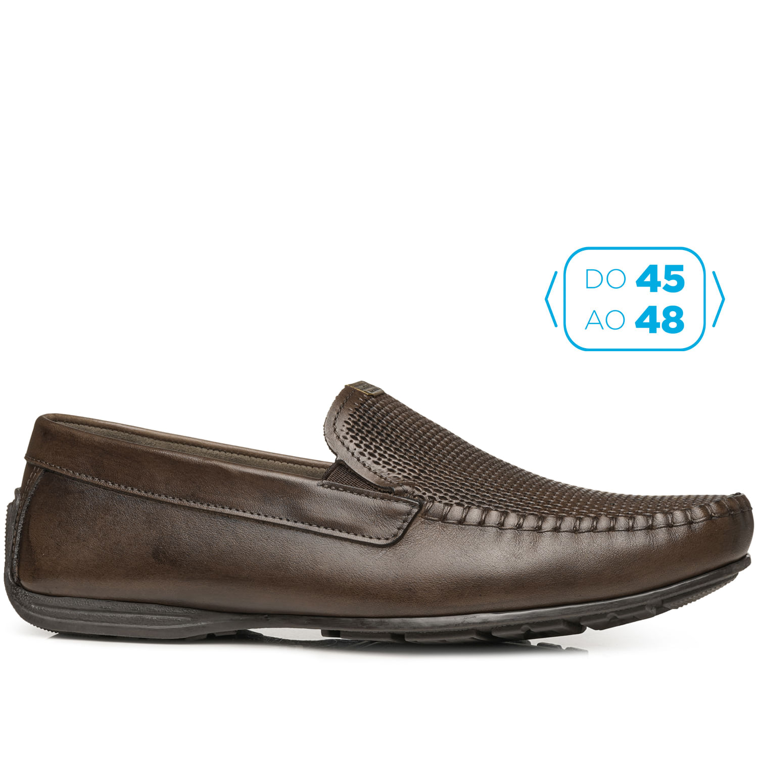 Mocassim Pegada Masculino Plus Size em Couro Cravo 540780-02 - Pegada