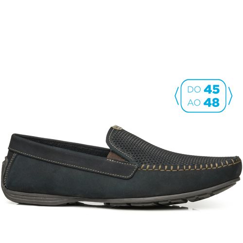 Mocassim Pegada Masculino Plus Size em Couro Marinho 540780-06
