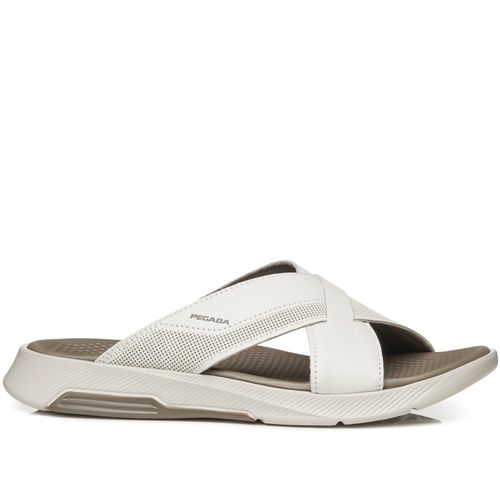 Chinelo Pegada Masculino em Couro Milk 134702-02