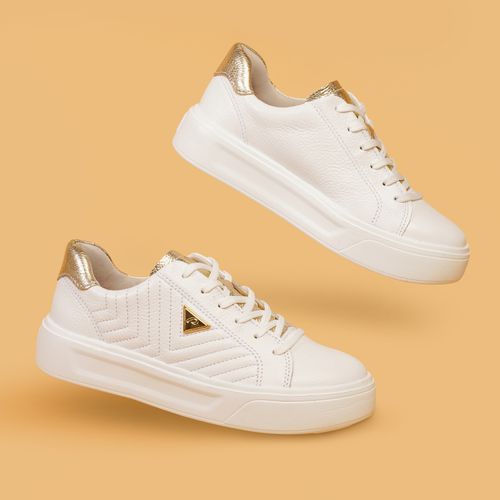 Tênis Pegada Feminino em Couro Branco 211220-01