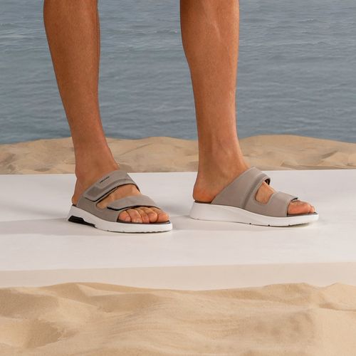 Chinelo Pegada Masculino em Couro Silver 134704-09