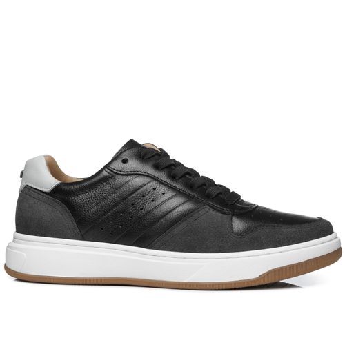Tênis Casual Pegada Masculino em Couro Preto 111721-05