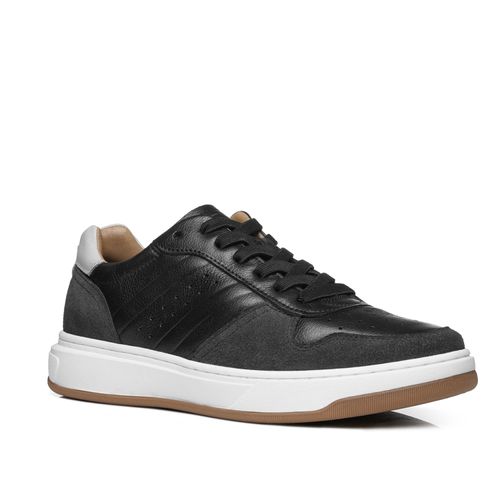 Tênis Casual Pegada Masculino em Couro Preto 111721-05