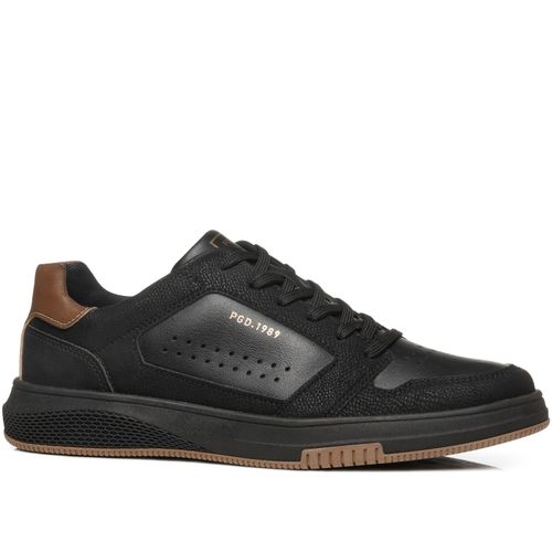 Tênis Casual Pegada Masculino em Microfibra Preto 172403-04