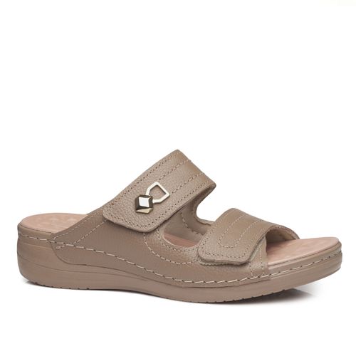 Chinelo Pegada Feminino em Couro Castor 233813-02