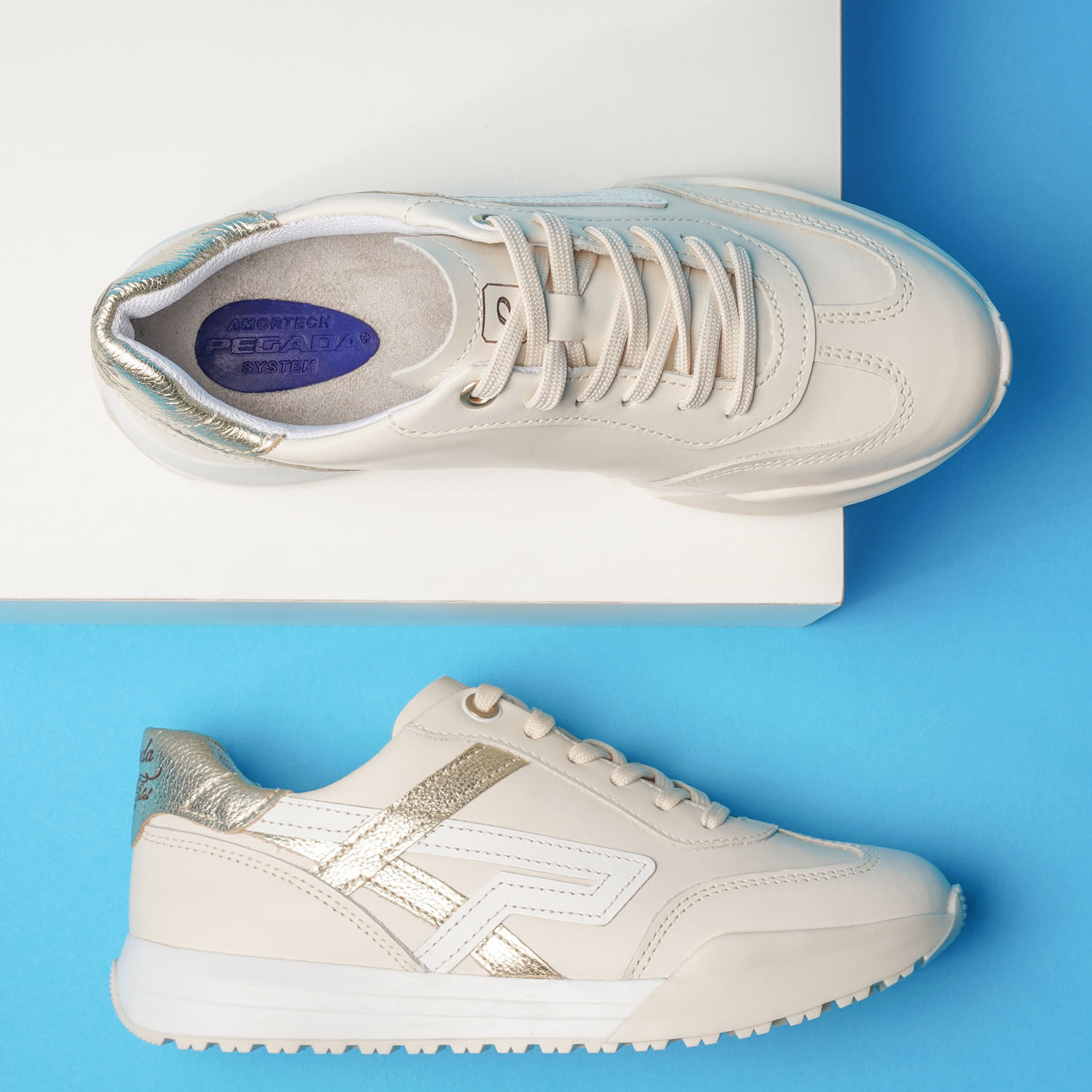 Tênis Pegada Feminino em Couro Milk 213001-02 Pegada