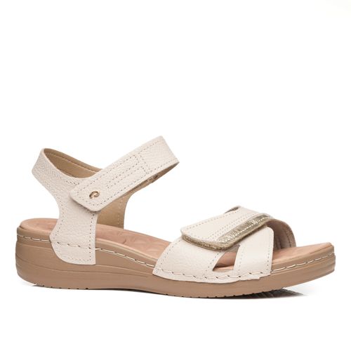 Sandália Pegada Feminina em Couro Off White 233814-01