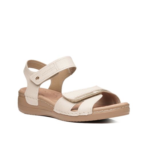 Sandália Pegada Feminina em Couro Off White 233814-01