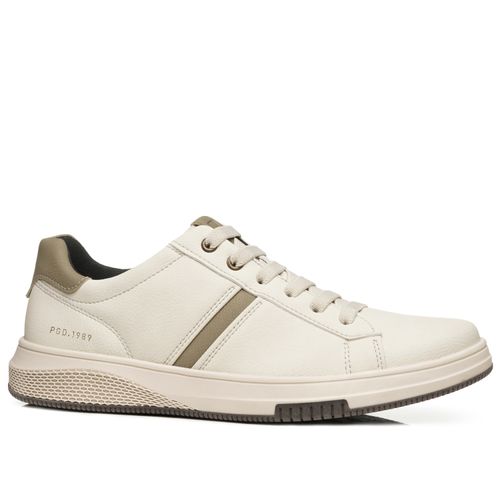 Tênis Casual Pegada Masculino em Microfibra Milk 172402-03
