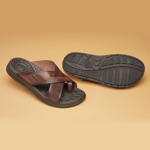 Chinelo Pegada Masculino em Couro Pinhão 134205-01