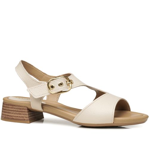 Sandália Pegada Feminino em Couro Off White 234605-01