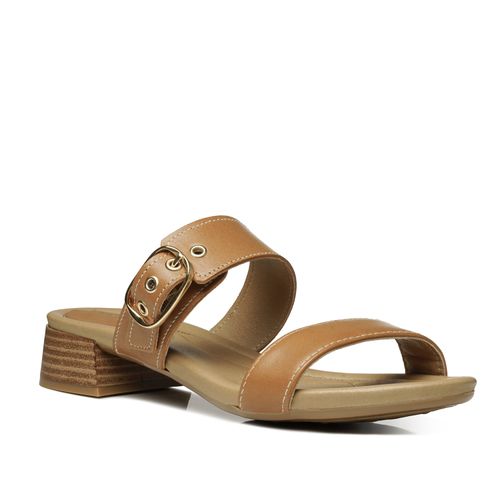 Tamanco Pegada Feminino em Couro Camel 234606-03