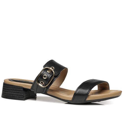 Tamanco Pegada Feminino em Couro Preto 234606-04