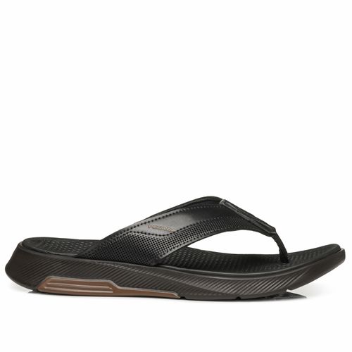 Chinelo Pegada Masculino em Couro Preto 134701-06