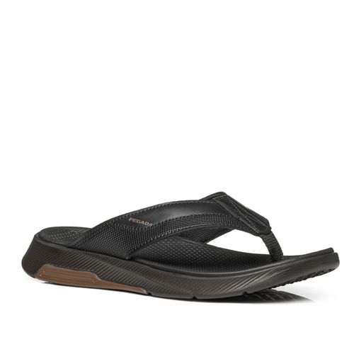Chinelo Pegada Masculino em Couro Preto 134701-06