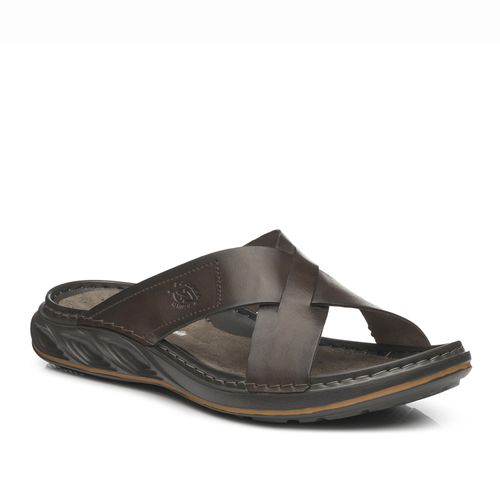 Chinelo Pegada Masculino em Couro Cravo 134102-03