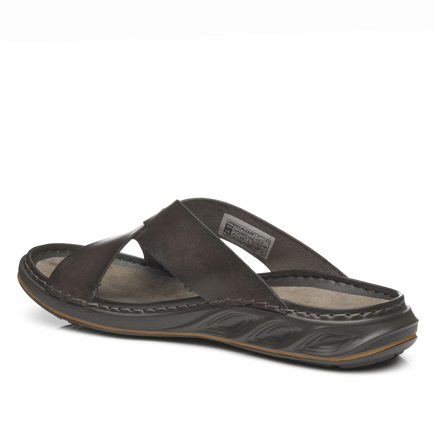 Chinelo Pegada Masculino em Couro Cravo 134102-03 - Pegada