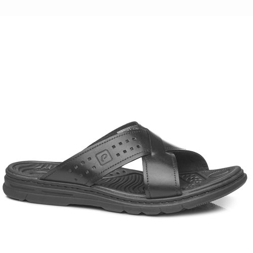 Chinelo Pegada Masculino em Couro Preto 134201-03