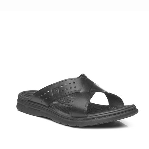 Chinelo Pegada Masculino em Couro Preto 134201-03