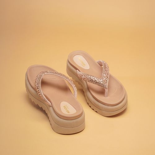 Chinelo Pegada Feminino em Couro Cristal 234455-02