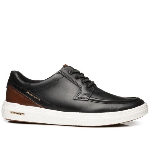 Tênis Casual Pegada Masculino em Couro Preto 112002-01