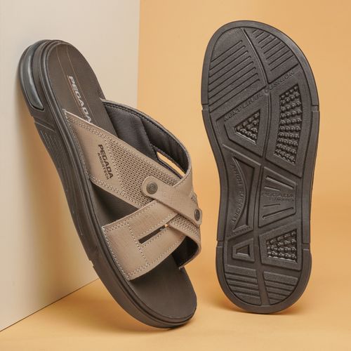 Chinelo Pegada Masculino em Couro Areia 134404-04