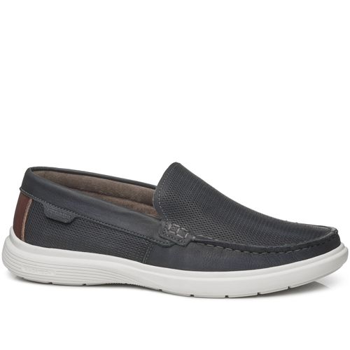 Mocassim Pegada Masculino em Couro AZUL 142202-06