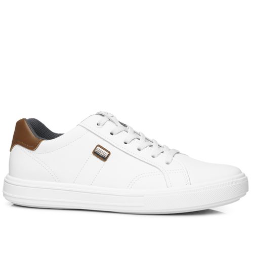 Tênis Casual Pegada Masculino em Couro Branco 111506-01