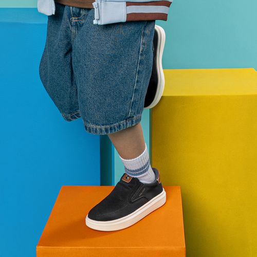 Tênis Casual Pegada Infantil em Microfibra Preto 372106-04