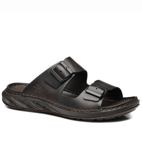 Chinelo Pegada Masculino em Couro Brown 134106-04