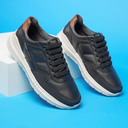 Tênis Casual Pegada Masculino em Microfibra Preto 172601-03