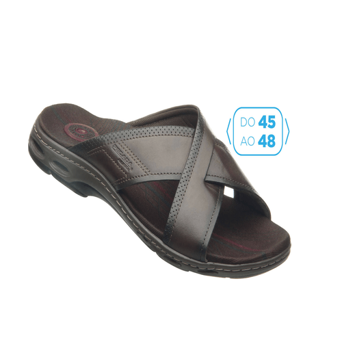 Chinelo Pegada Masculino Plus Size em Couro Cravo 530642-03