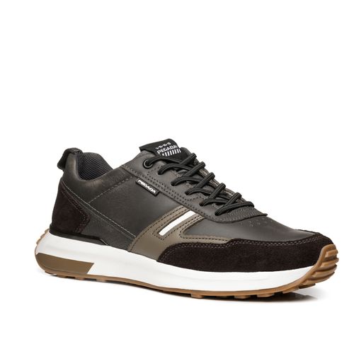 Tênis Casual Pegada Masculino em Couro Carbono 110751-07