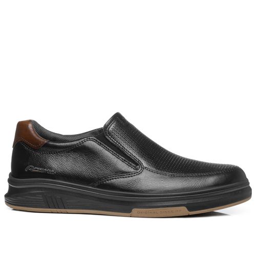 Tênis Casual Pegada Masculino em Couro Preto 112303-08