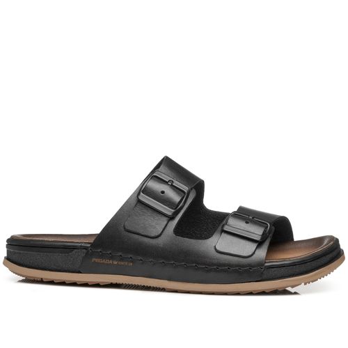 Chinelo Pegada Masculino em Couro Preto 134851-03