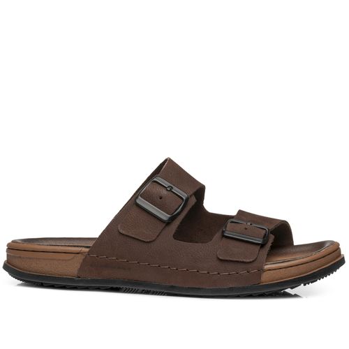 Chinelo Pegada Masculino em Couro Chocolate 134851-05