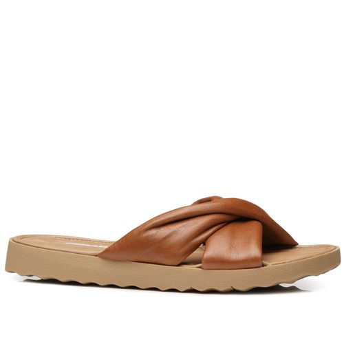 Chinelo Pegada Feminino em Couro Pinhão 231403-03