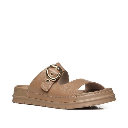 Chinelo Pegada Feminino em Couro Caramelo 234701-02