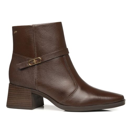 Bota Pegada Feminina em Couro Pinhão Cano Curto 282355-02