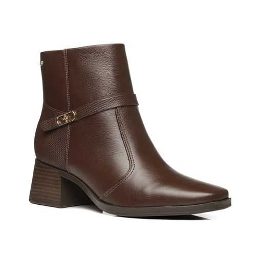 Bota Pegada Feminina em Couro Pinhão Cano Curto 282355-02