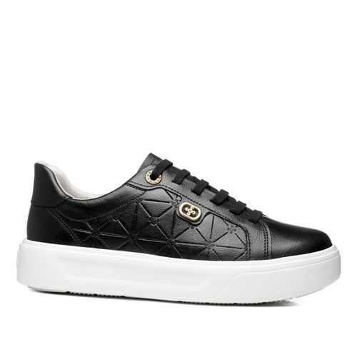 Tênis Pegada Feminino em Couro Preto 211227-03