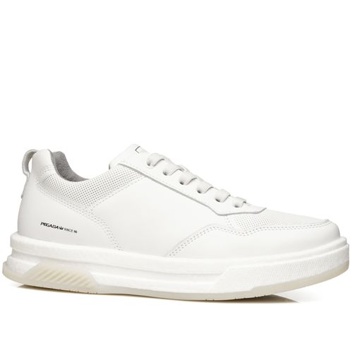 Tênis Casual Pegada Masculino em Couro Branco 112702-01